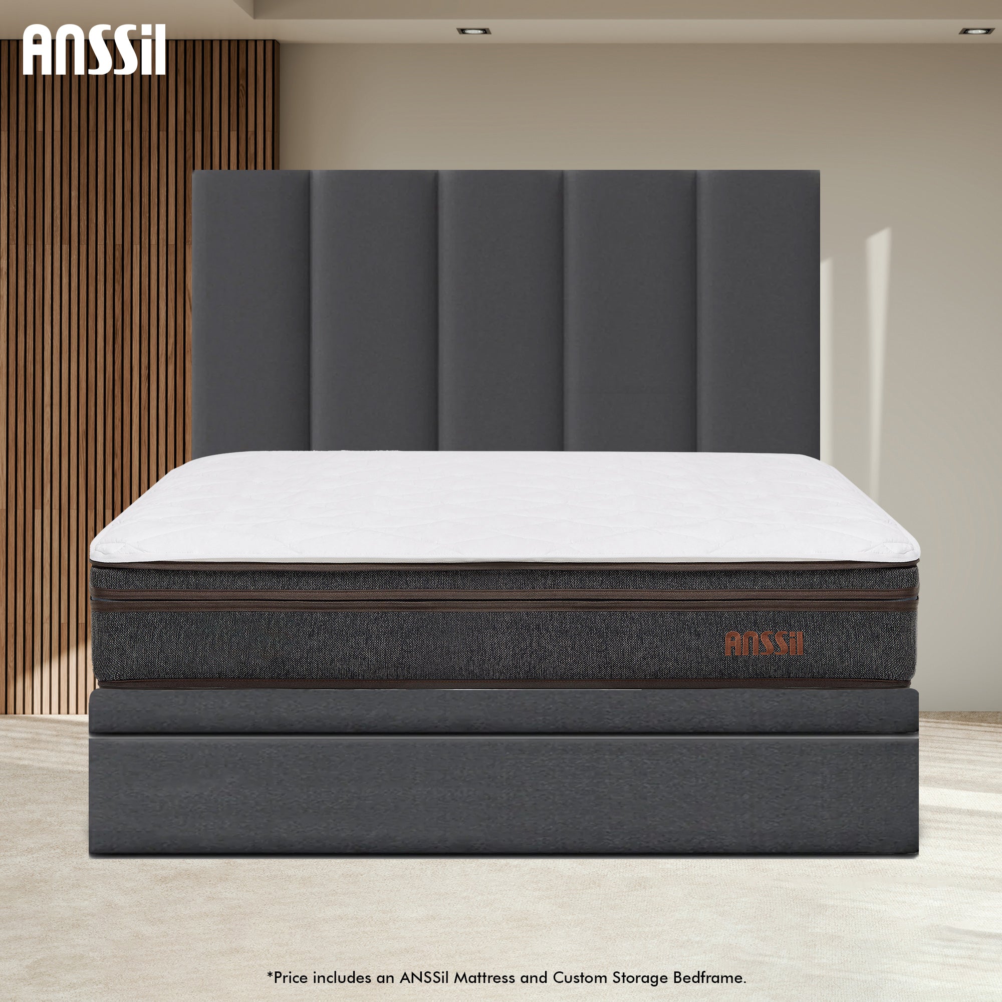Anssil Hybrid Mattress & Custom Storage Bedframe Bundle