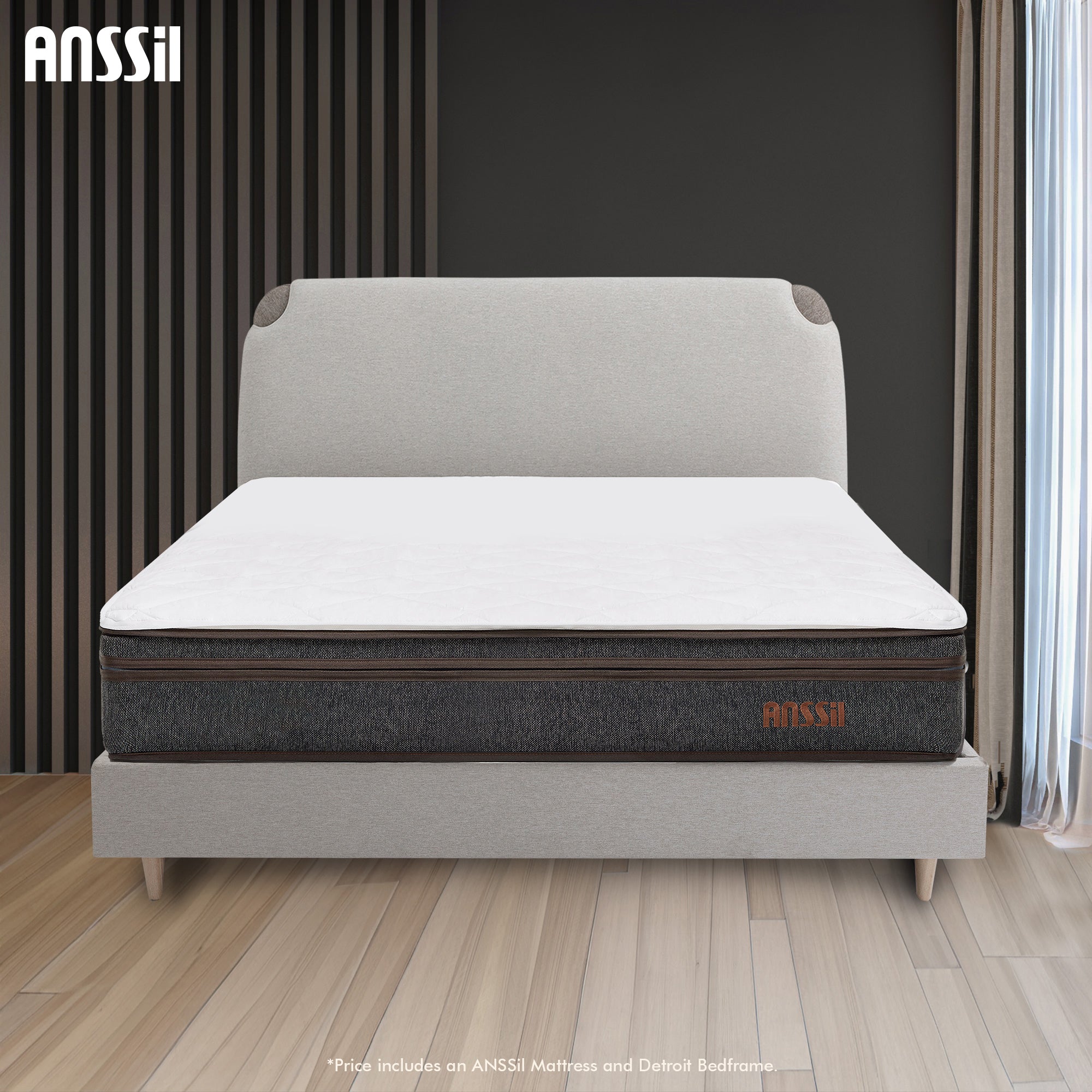Anssil Hybrid Mattress & Detroit Bedframe Bundle