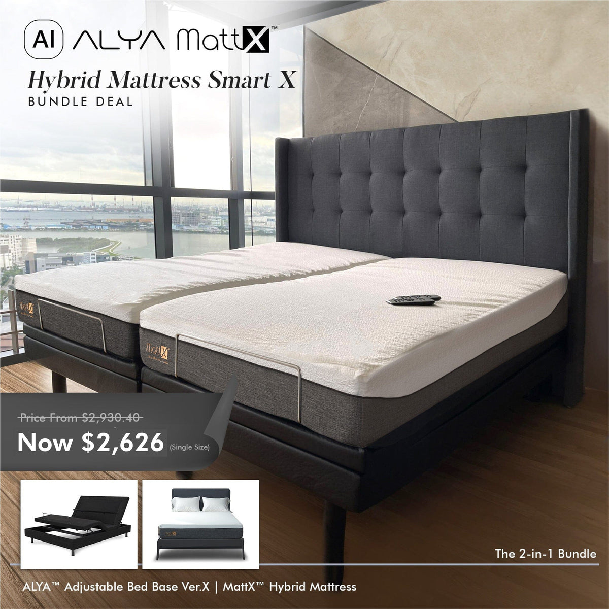 Hybrid Mattress Smart Bed Base X Bundle Affairs Living Pte. Ltd.