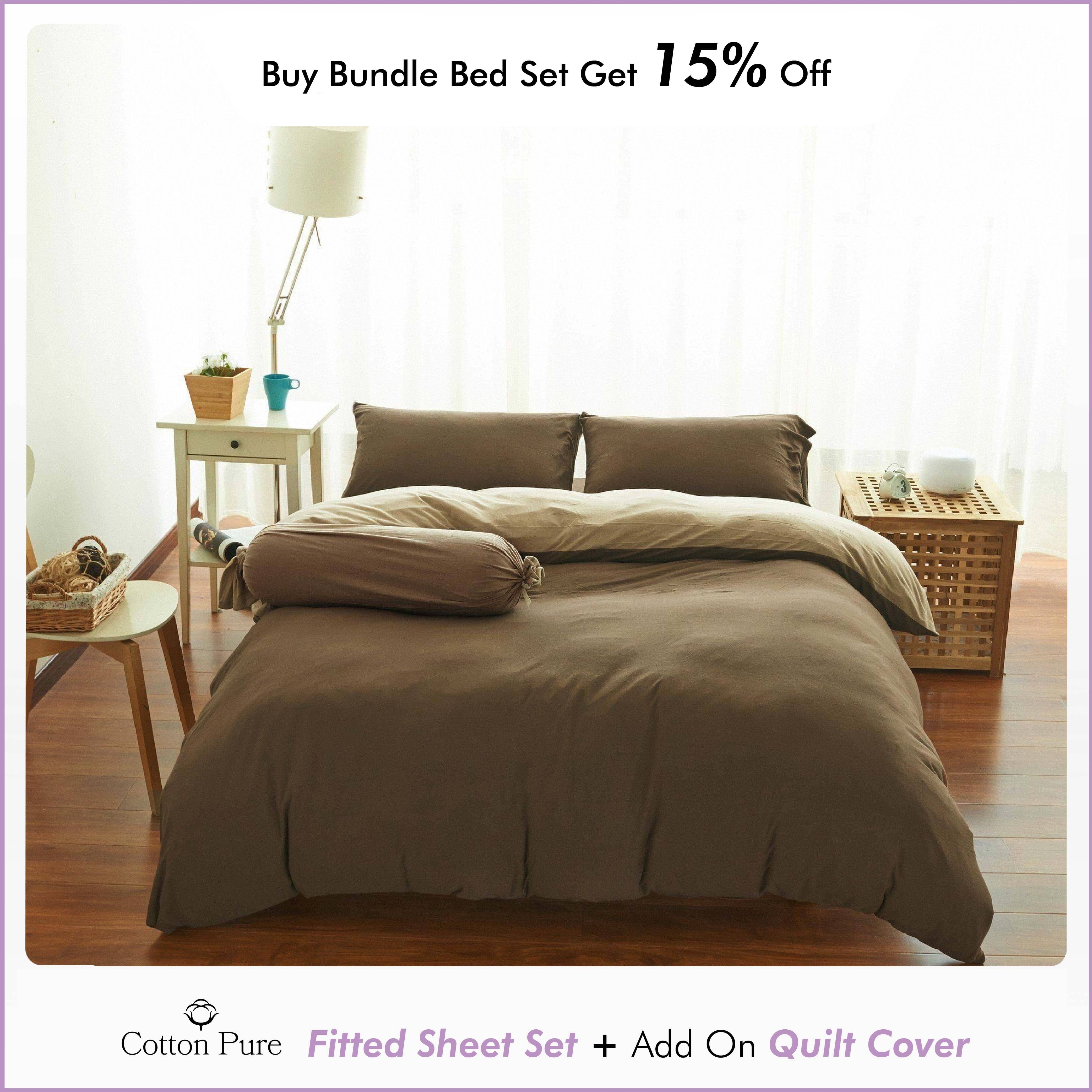 Cotton Pure™ Coyote Brown Jersey Cotton Fitted Sheet Set Fitted Sheet Cotton Pure™