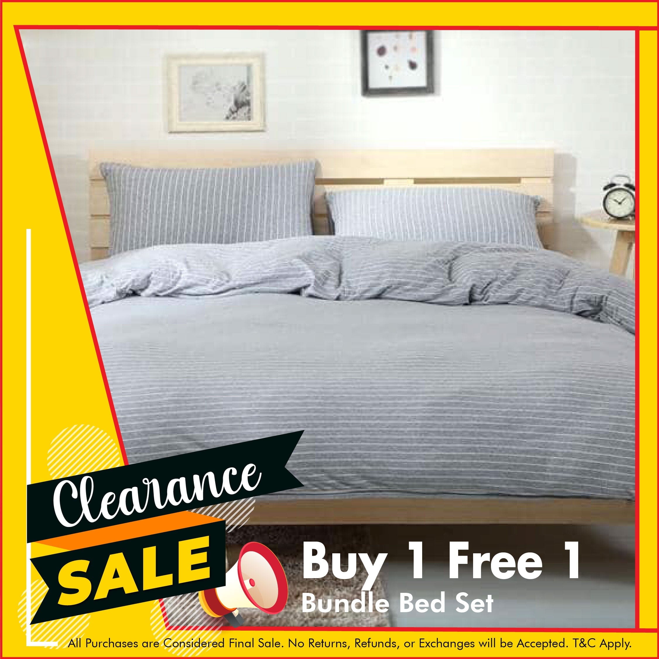 Cotton Pure™ Greyish Stripe Jersey Cotton Bundle Bed Set Bundle Bed Set Cotton Pure™