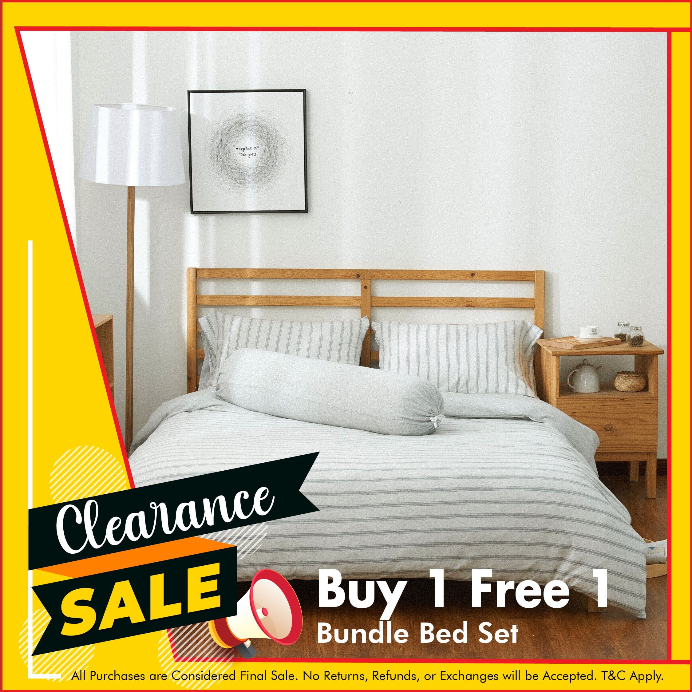 Cotton Pure™ Menatee Grey Stripe Jersey Cotton Bundle Bed Set Bundle Bed Set Cotton Pure™