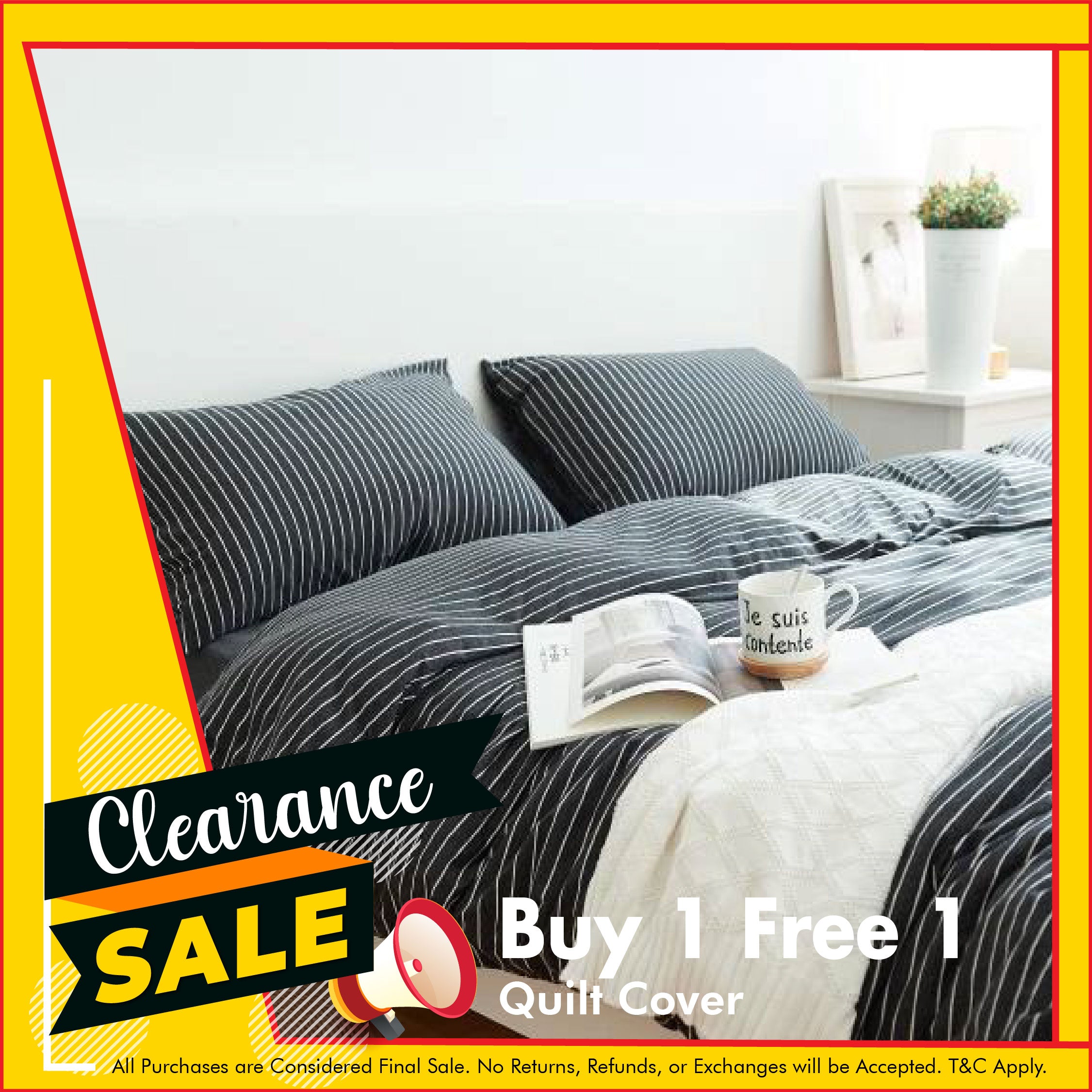 Cotton Pure™ Classic Black Stripe Jersey Cotton Quilt Cover