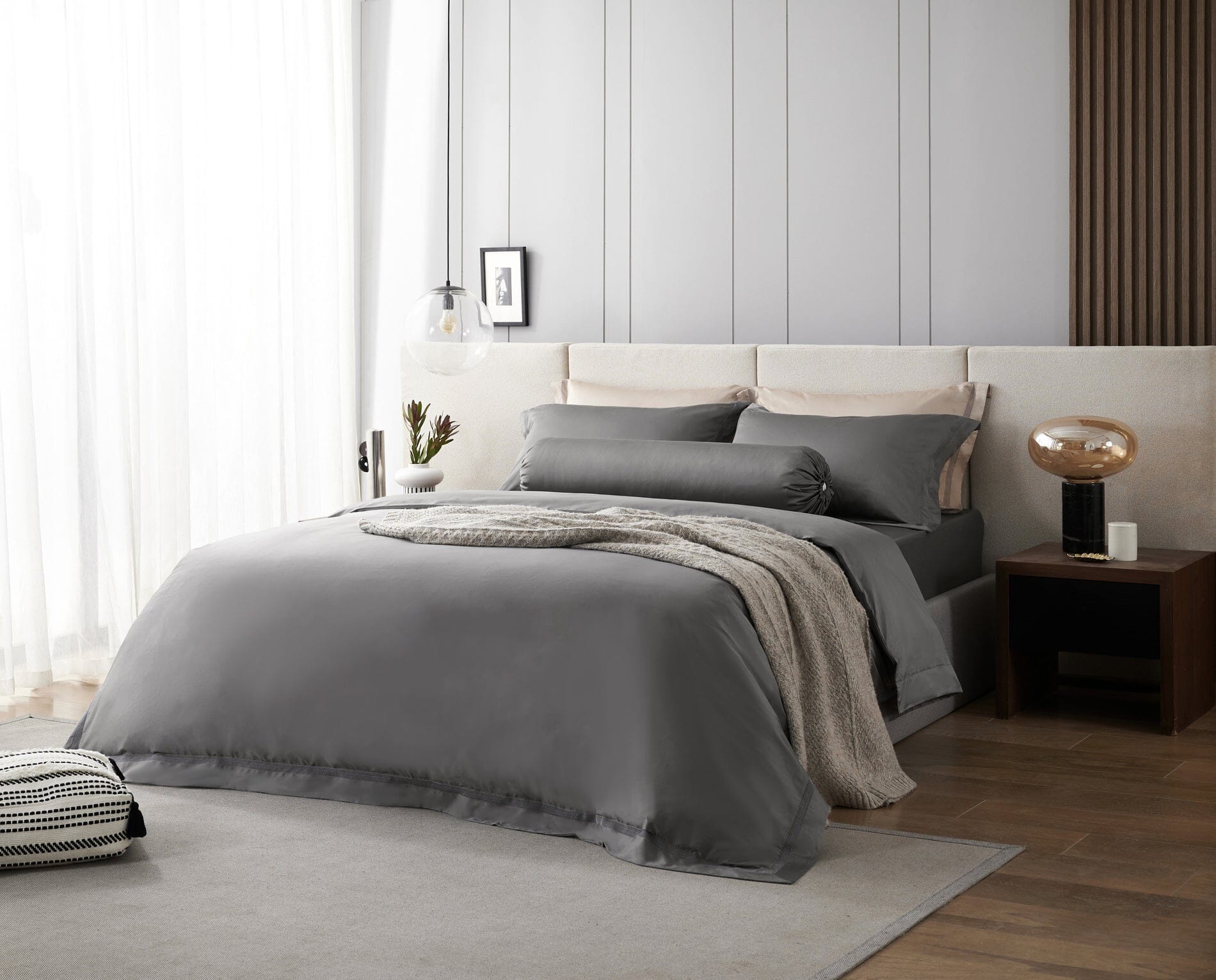 Hotelier Prestigio™ Friar Grey with Lace Trim Bundle Bed Set - Bedding Affairs