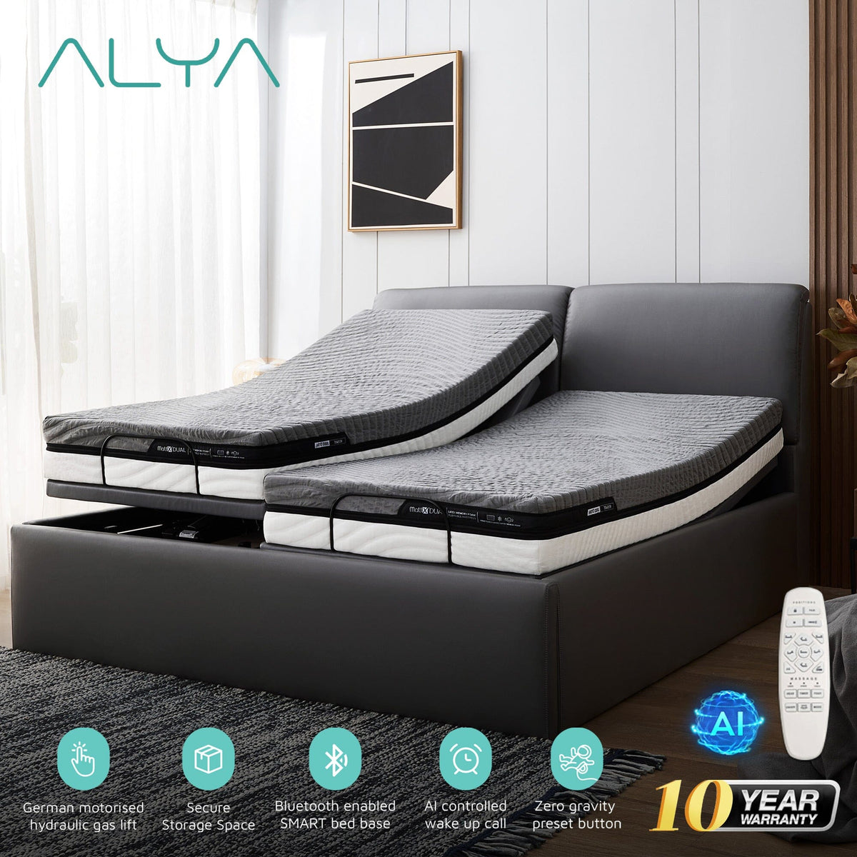 ALYA Motorised Storage Bedframe Adjustable Bed Base
