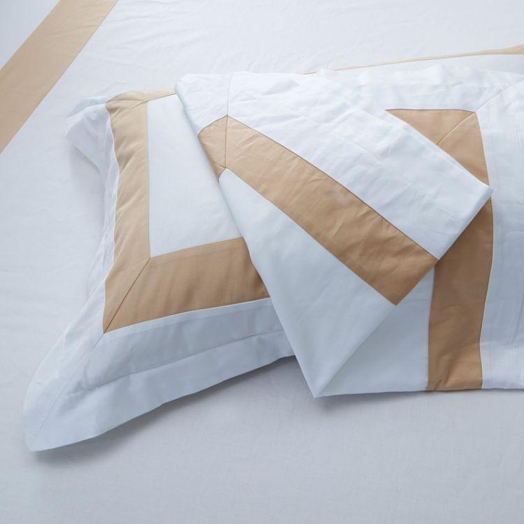 Hotelier Prestigio™ Luxury White Base Champagne Border Fitted Sheet Set - Affairs Living Pte. Ltd.