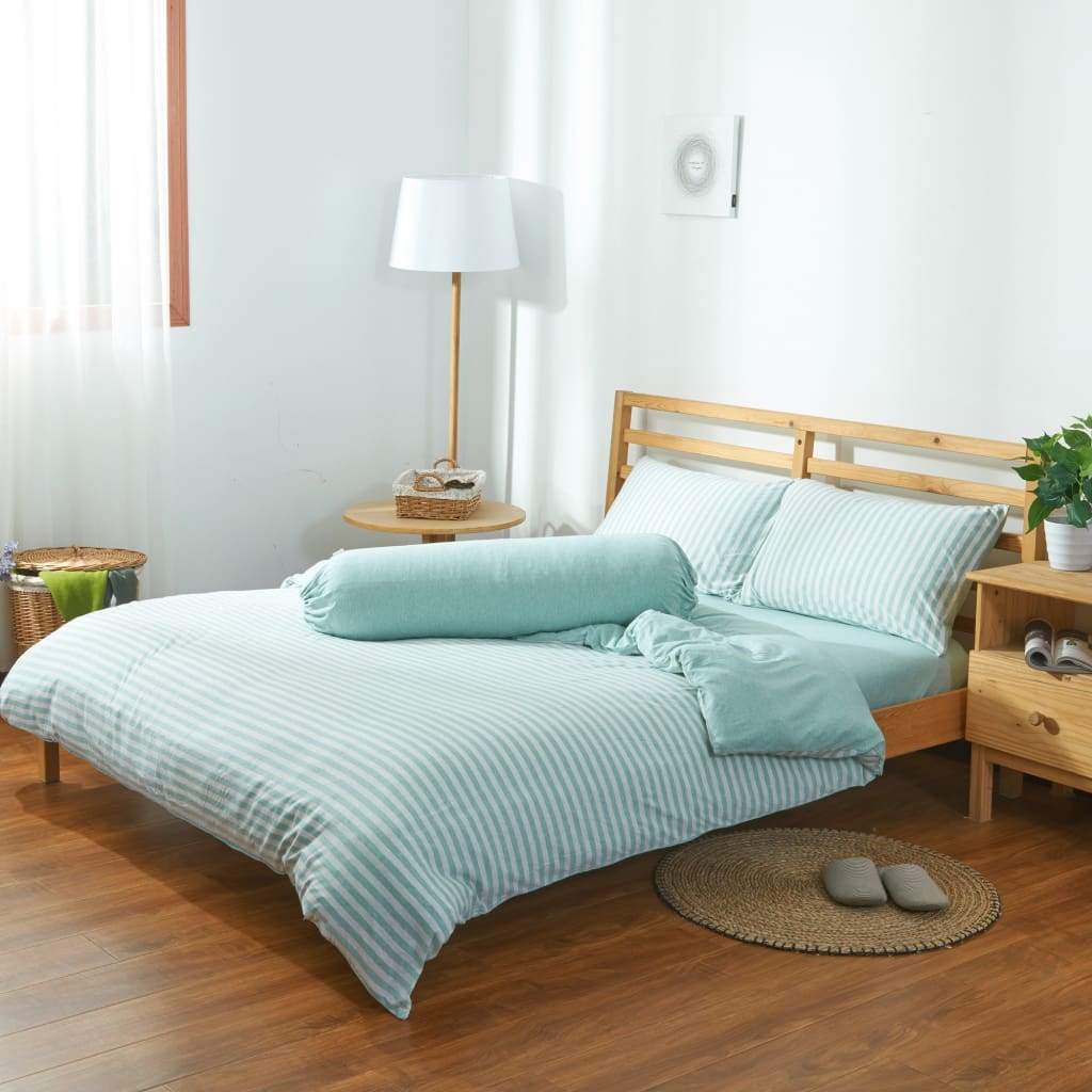 Cotton Pure™ Pale Green Stripe Jersey Cotton Quilt Cover - Affairs Living Pte. Ltd.