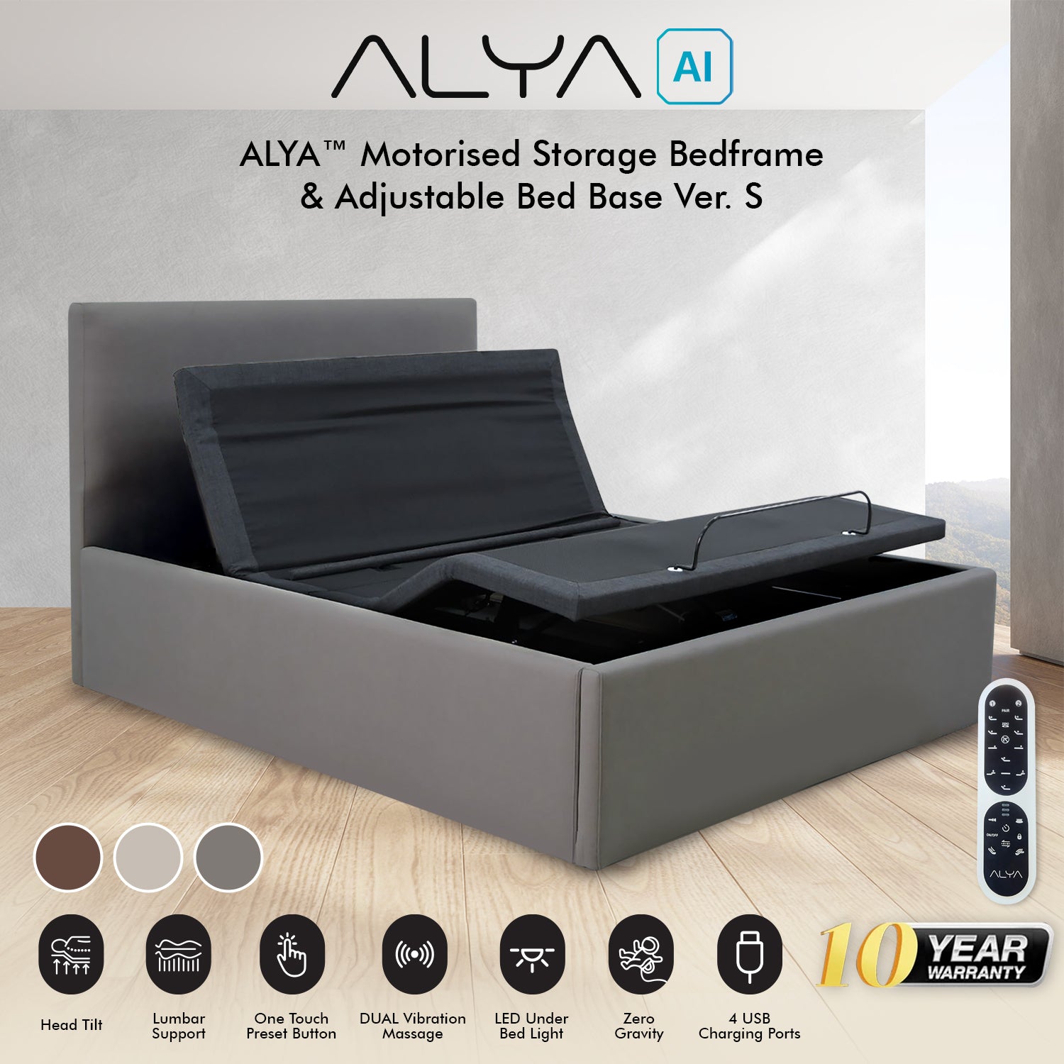 ALYA™ Motorised Storage Bedframe & Adjustable Bed Base Ver. S