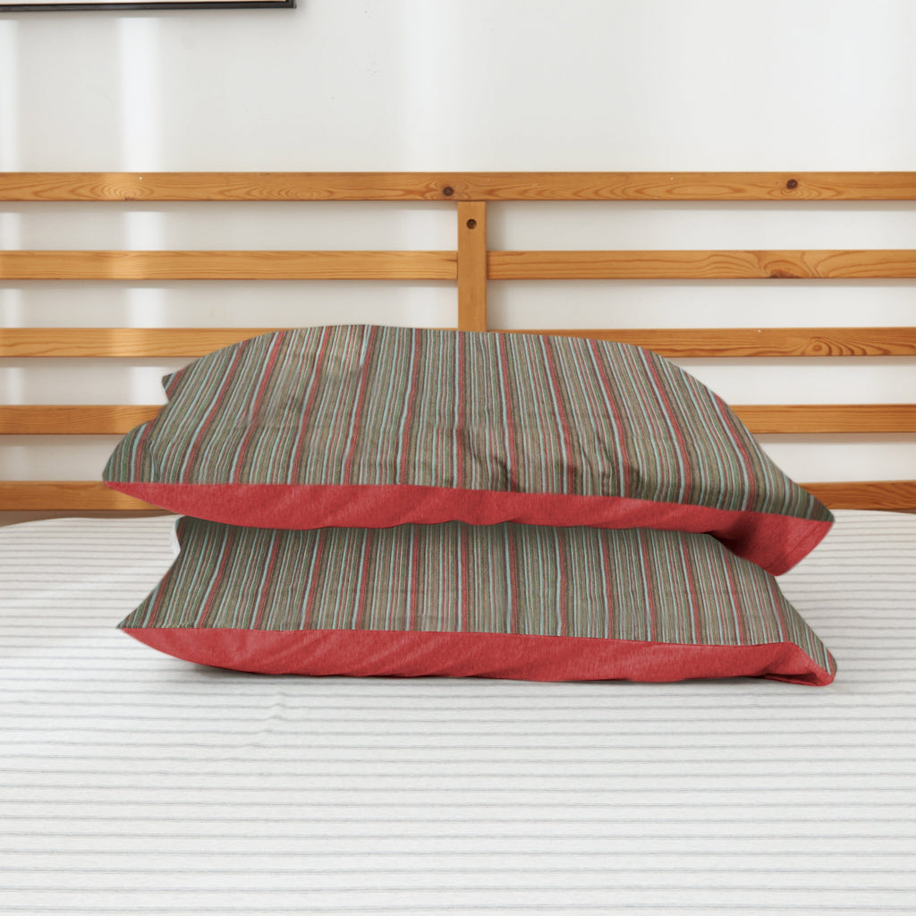 CH Red Brown Stripes Jersey Cotton Pillow Case Pillow Case Not specified 