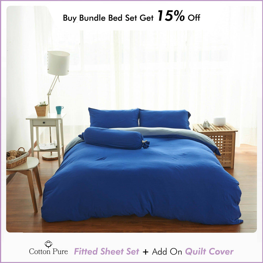 Cotton Pure™ Klein Blue Jersey Cotton Fitted Sheet Set Fitted Sheet Cotton Pure™ 