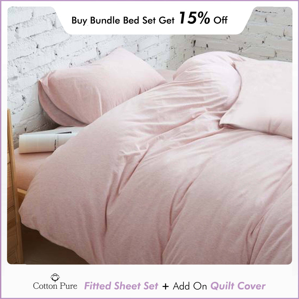 Cotton Pure™ Cravina Pink Jersey Cotton Fitted Sheet Set Fitted Sheet Cotton Pure™ 
