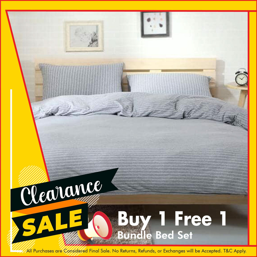 Cotton Pure™ Greyish Stripe Jersey Cotton Bundle Bed Set Bundle Bed Set Cotton Pure™ 