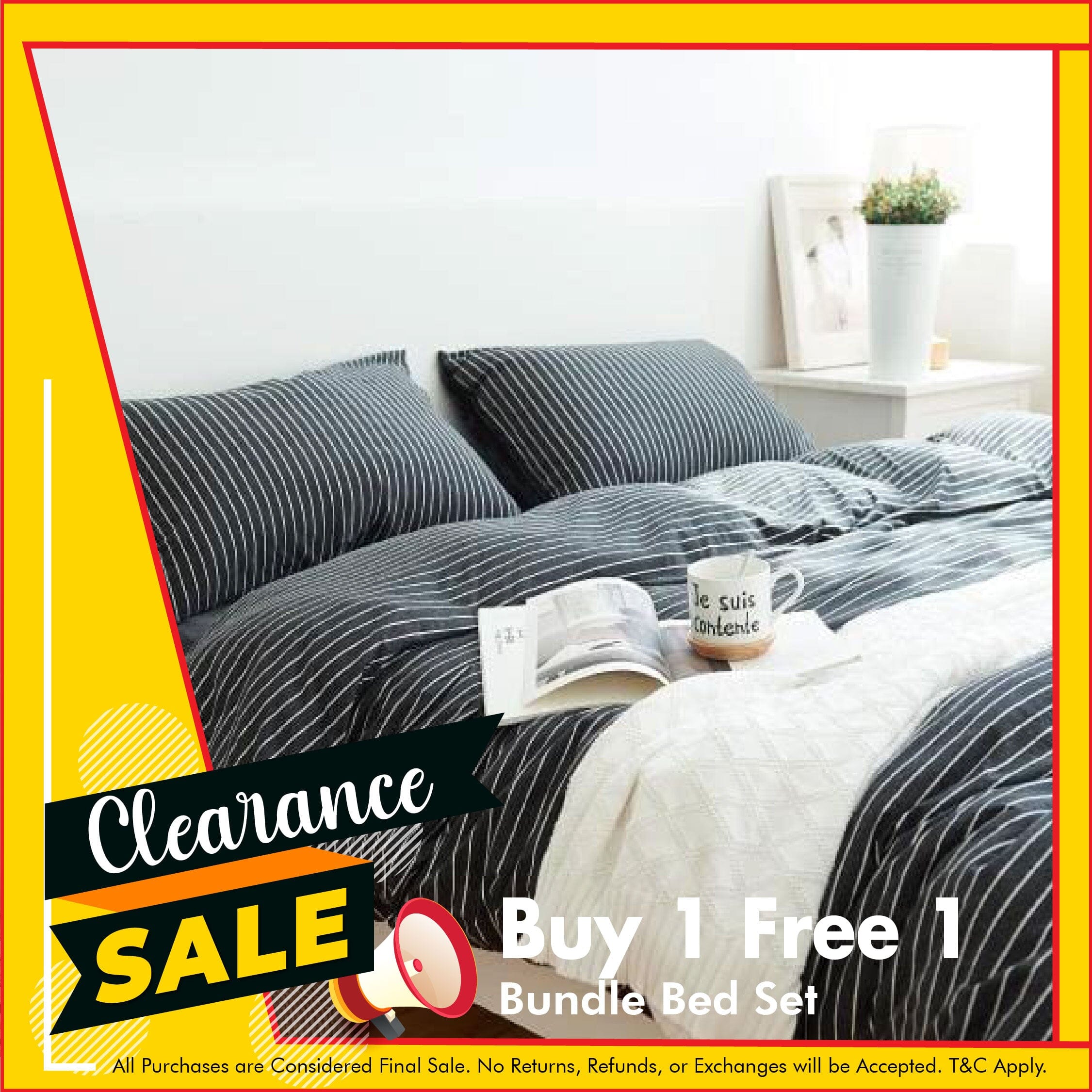 Cotton Pure™ Classic Black Stripe Jersey Cotton Bundle Bed Set Bundle Bed Set Cotton Pure™ 