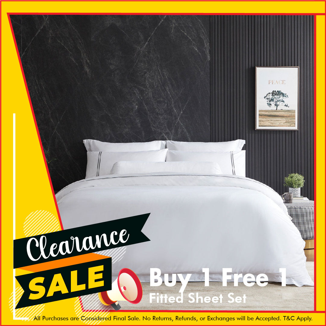 Hotelier Prestigio™ Lucent White With Black Lines Fitted Sheet Set
