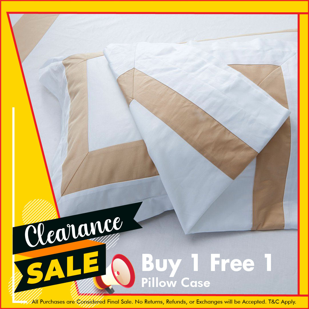 Hotelier Prestigio™ Luxury White Base Champagne Pillow Case - Stained but New