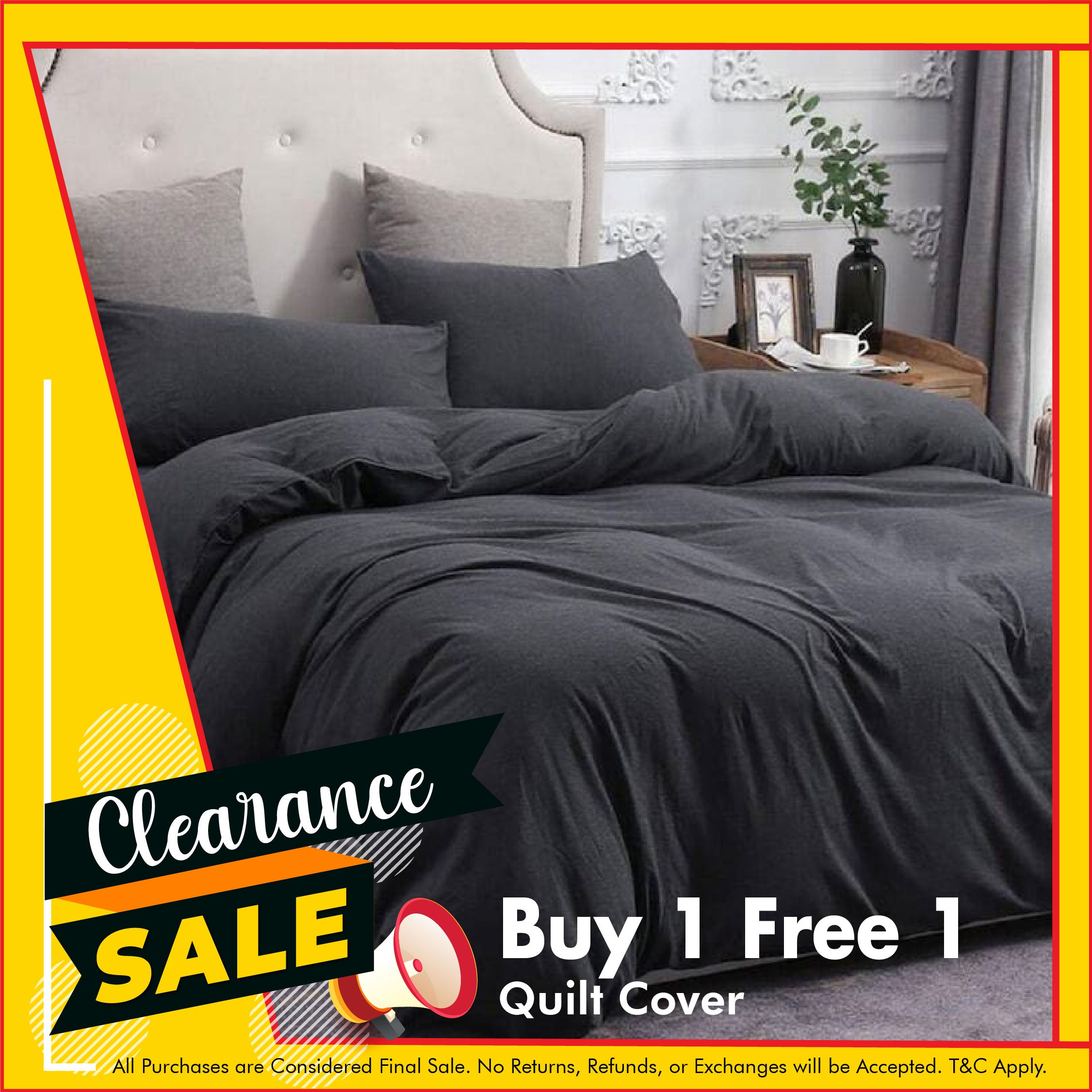 Cotton Pure™ Preto Black Jersey Cotton Quilt Cover