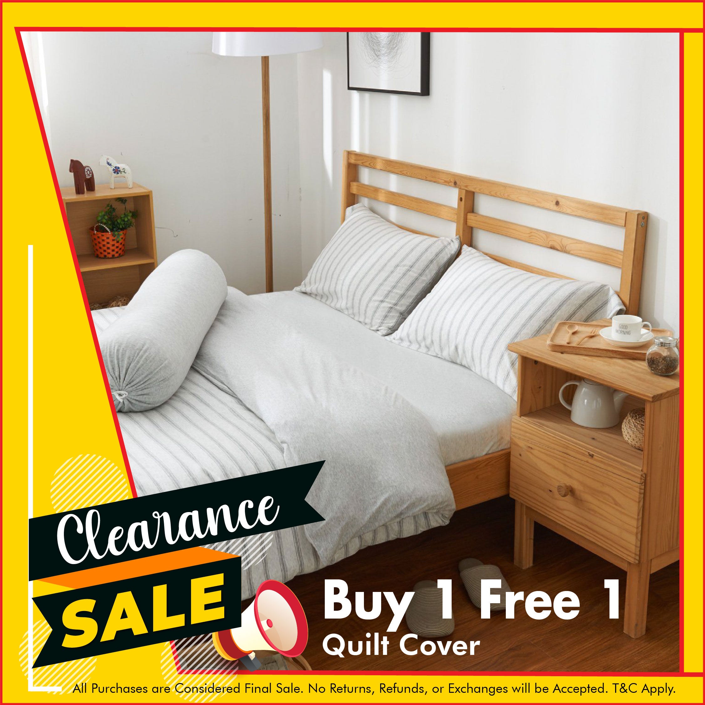 Cotton Pure™ Menatee Grey Stripe Jersey Cotton Quilt Cover