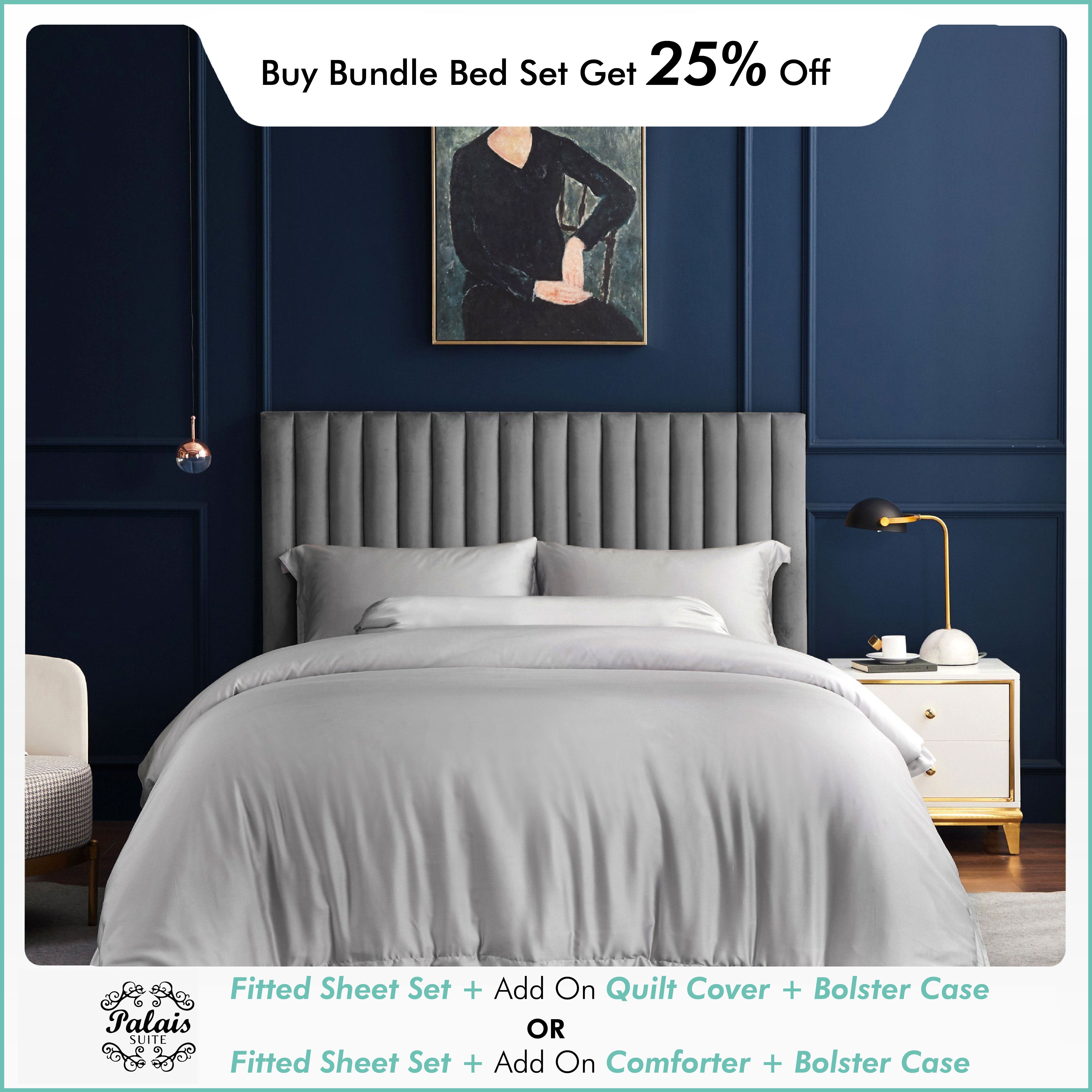 Palais Suite TENCEL™ LF  Silvery Grey Fitted Sheet Set