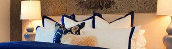 Palais Suite™ Finest Wedding White Trimmed with Deep Blue Pillow Case Pillow & Bolster Case Palais Suite™ 