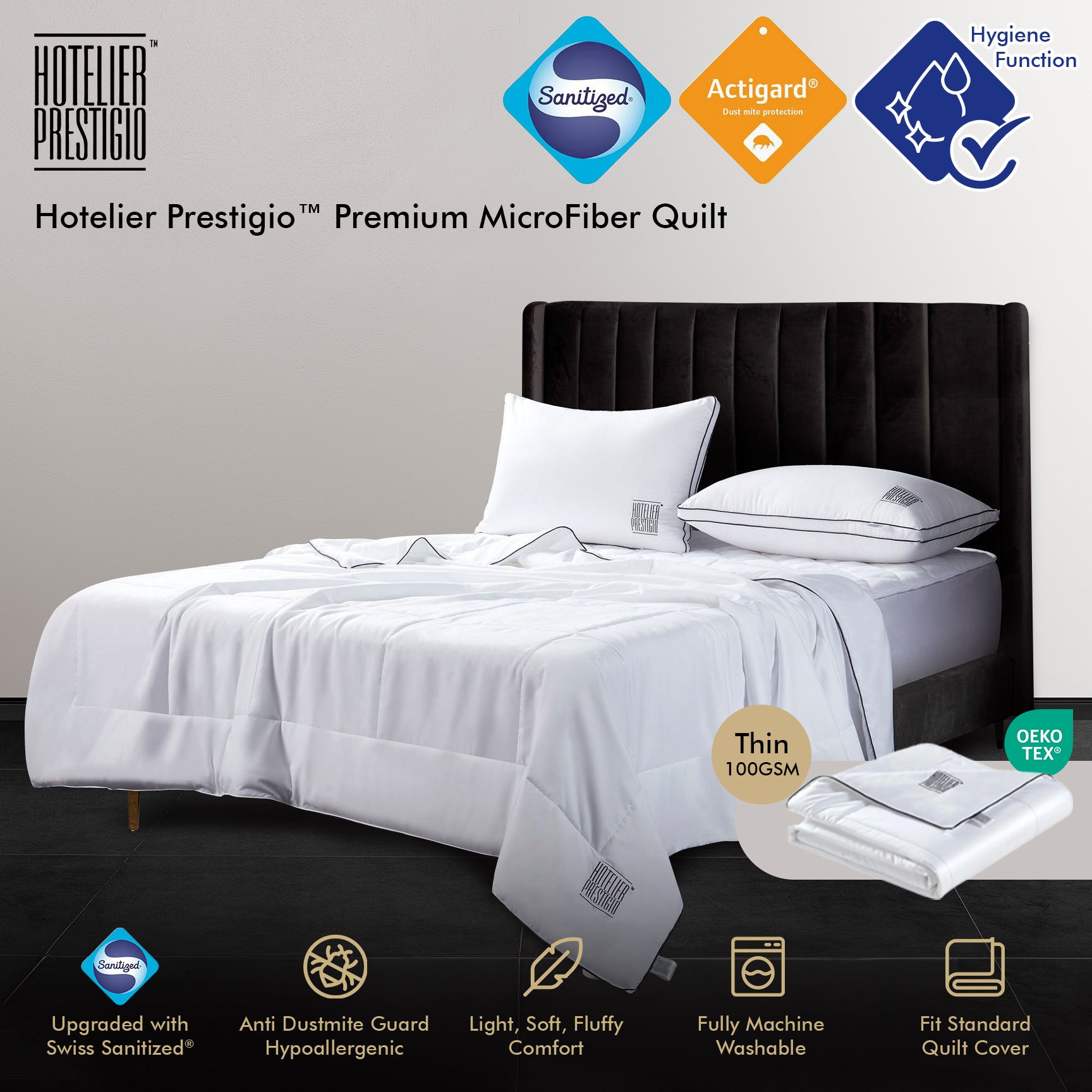 Hotelier Prestigio™ Premium MicroFiber Quilt - Upgraded
