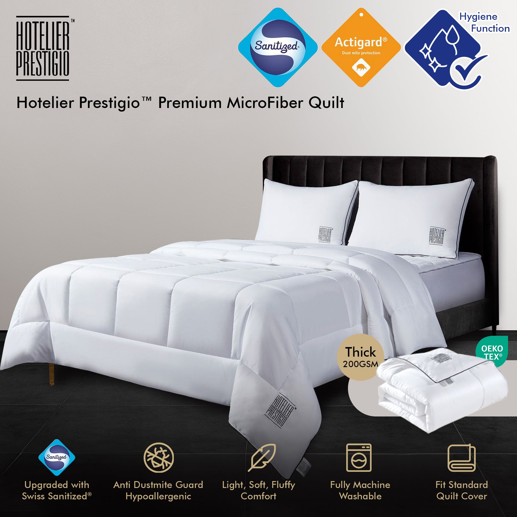 Hotelier Prestigio™ Premium MicroFiber Quilt - Upgraded