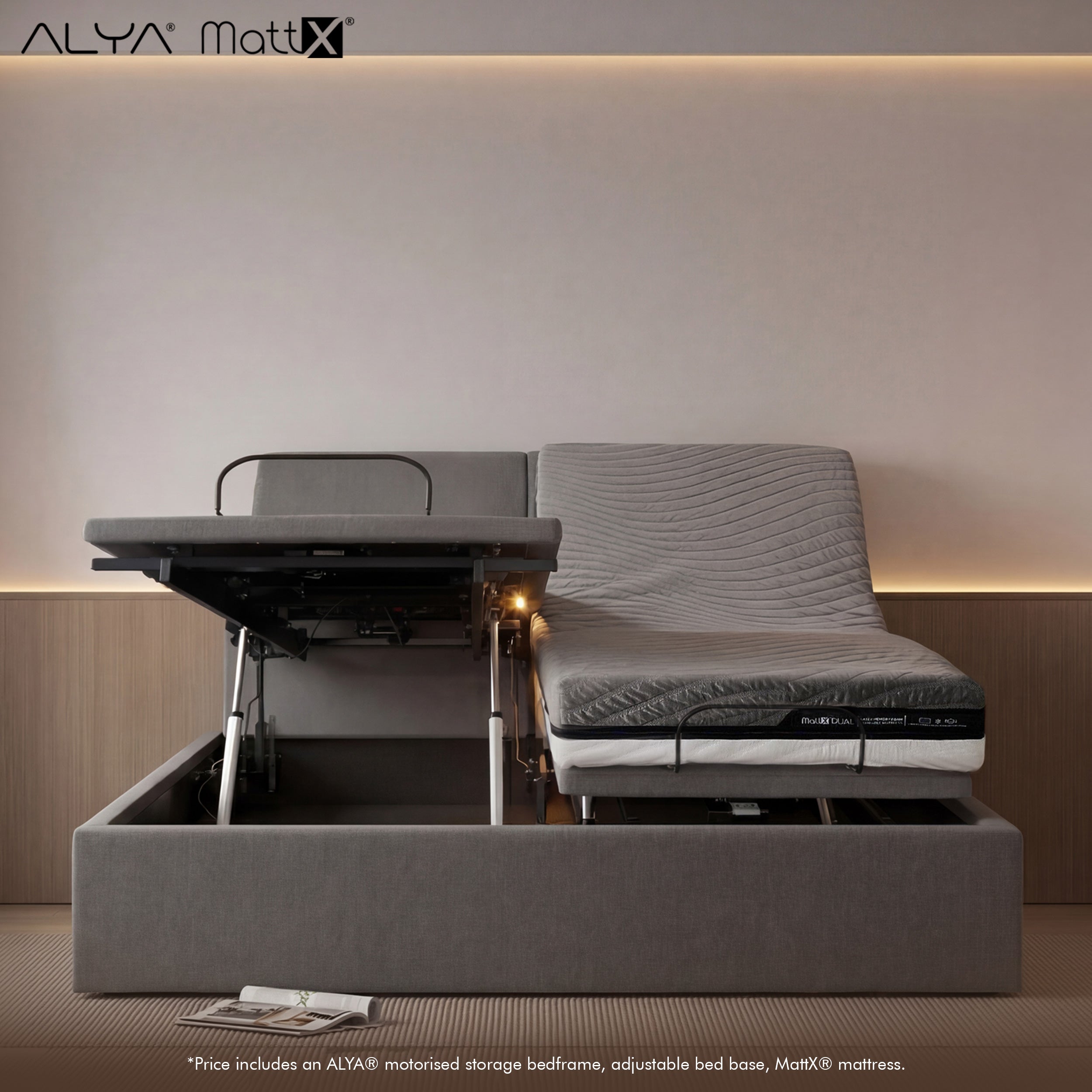Dual Mattress Motorised Storage Bedframe Bundle