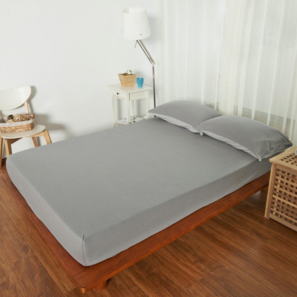 Cotton Pure™ Ash Grey Jersey Cotton Bundle Bed Set Bundled Bed Set Cotton Pure™ 