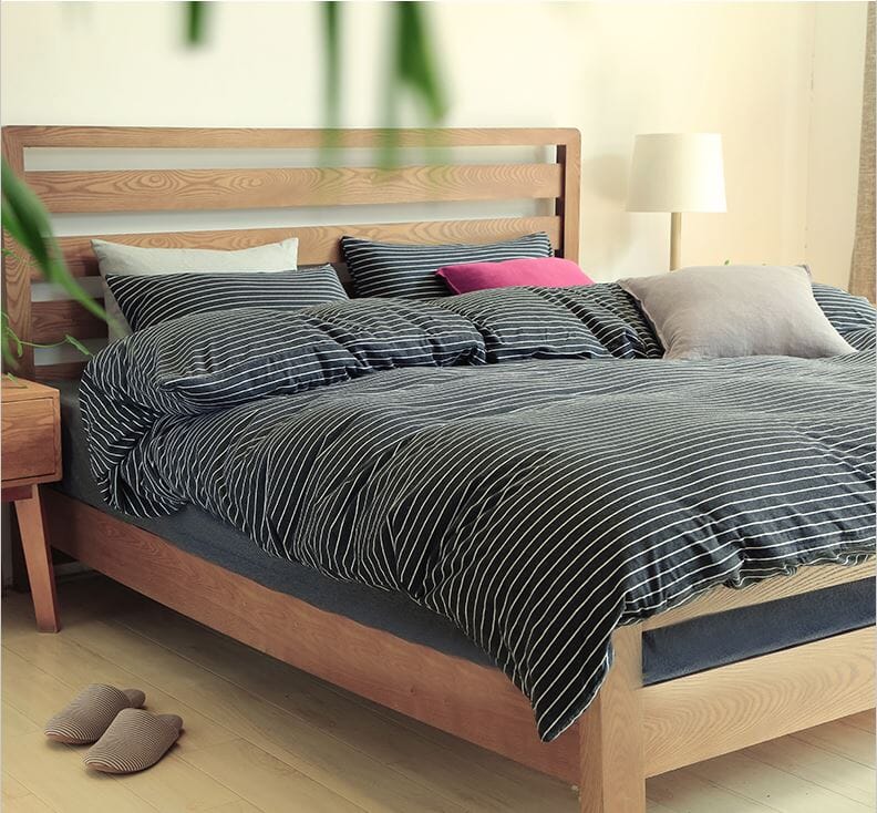 Cotton Pure™ Classic Black Stripe Jersey Cotton Bundle Bed Set Bundle Bed Set Cotton Pure™ 