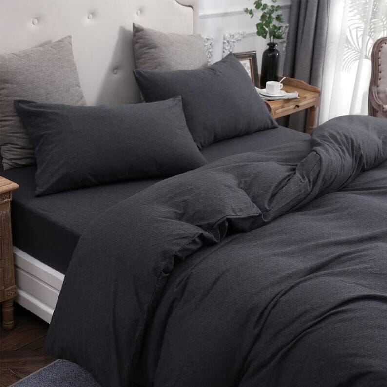 Cotton Pure™ Preto Black Jersey Cotton Bundle Bed Set Bundle Bed Set Cotton Pure™ 