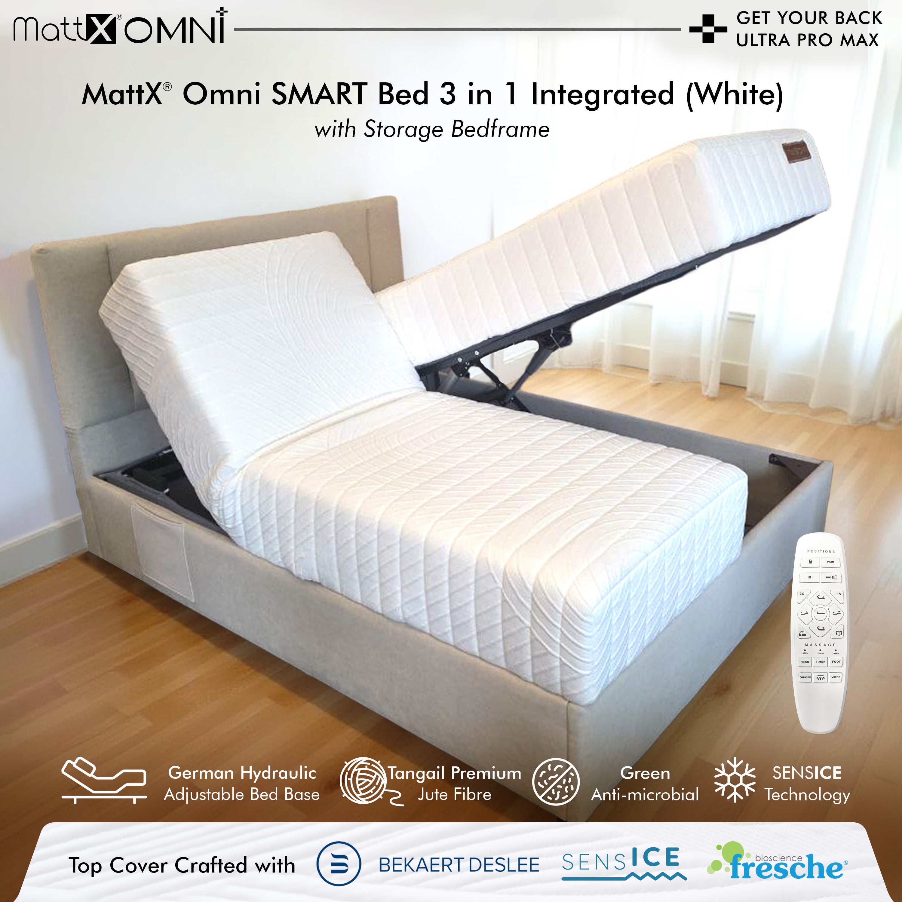MattX™ Omni SMART Bed 3 in 1 integrated - White