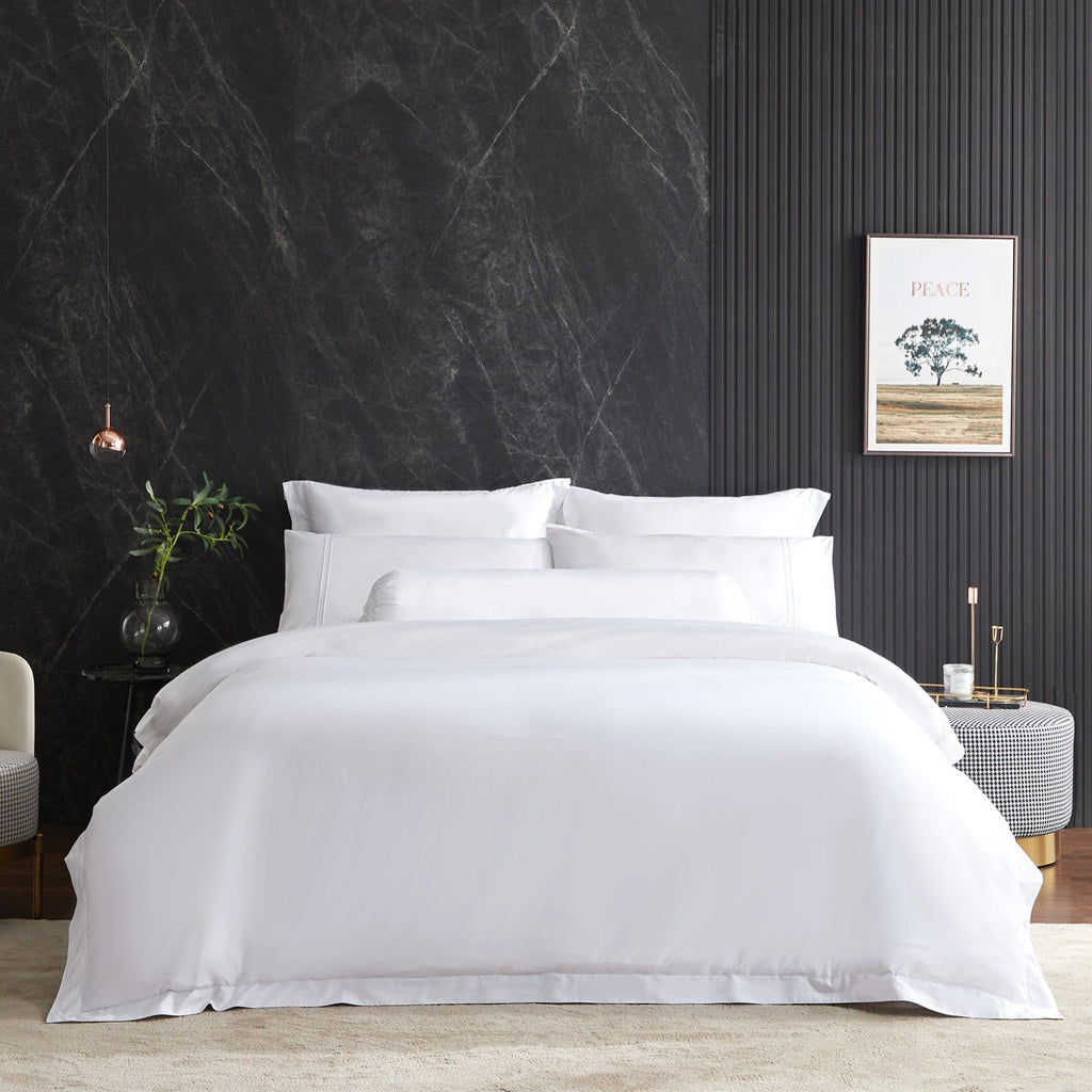 Hotelier Prestigio™ Lucent White With White Lines Fitted Sheet Set - Affairs Living Pte. Ltd.