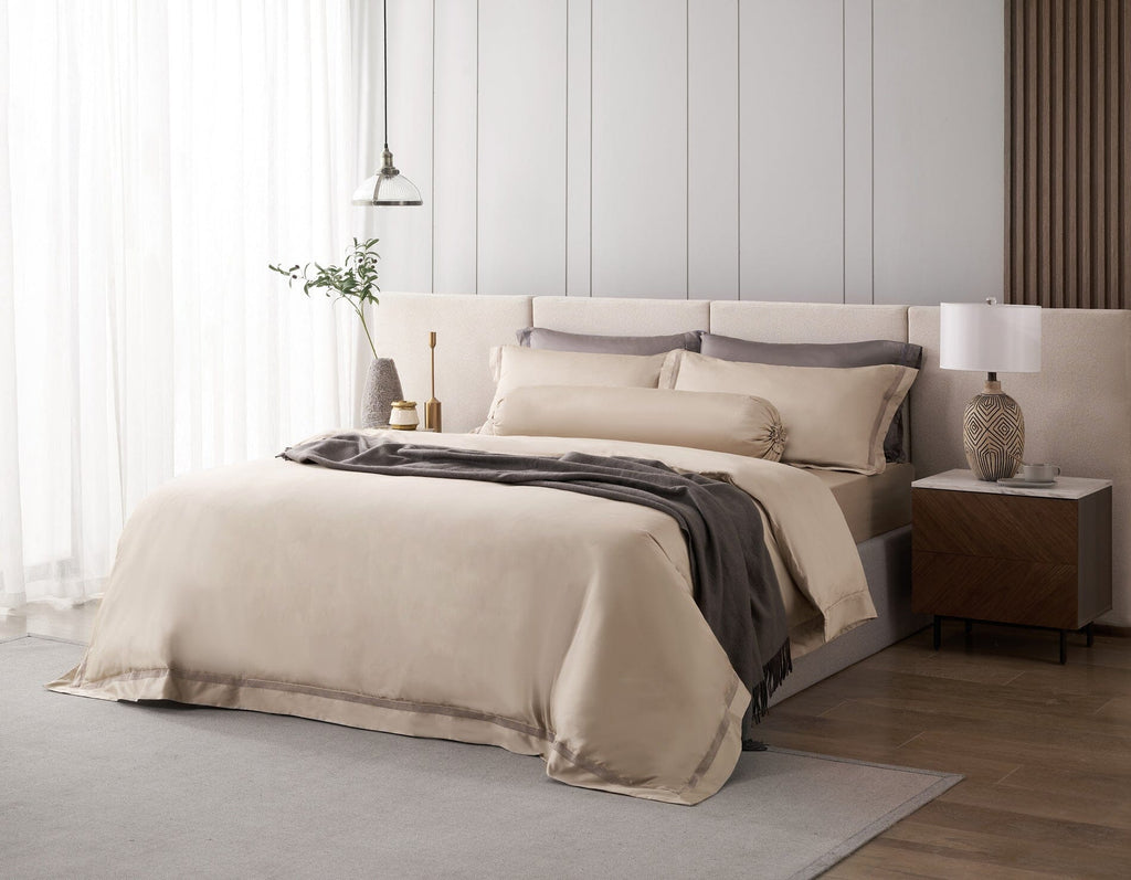 Hotelier Prestigio™ Pale Taupe with Lace Trim Bundle Bed Set - Affairs Living Pte. Ltd.