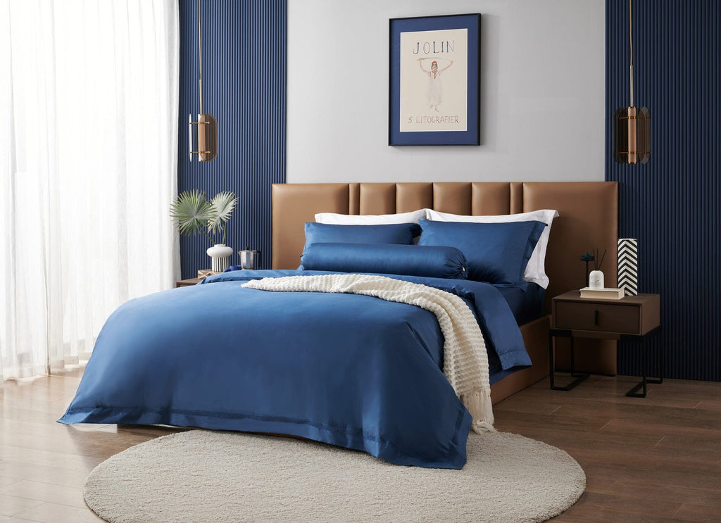 Hotelier Prestigio™ Cerulean Blue with Lace Trim Bundle Bed Set - Bedding Affairs