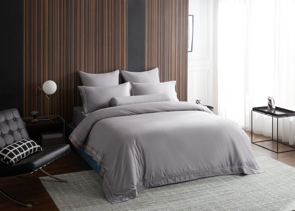 Hotelier Prestigio™ Ashlyn With Grey Border Fitted Sheet Set - Affairs Living Pte. Ltd.