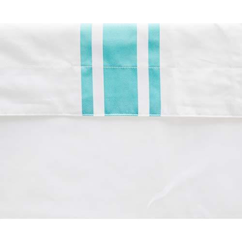 Hotelier Prestigio™ Luxury White Turquoise Stripe Fitted Sheet Set - Affairs Living Pte. Ltd.