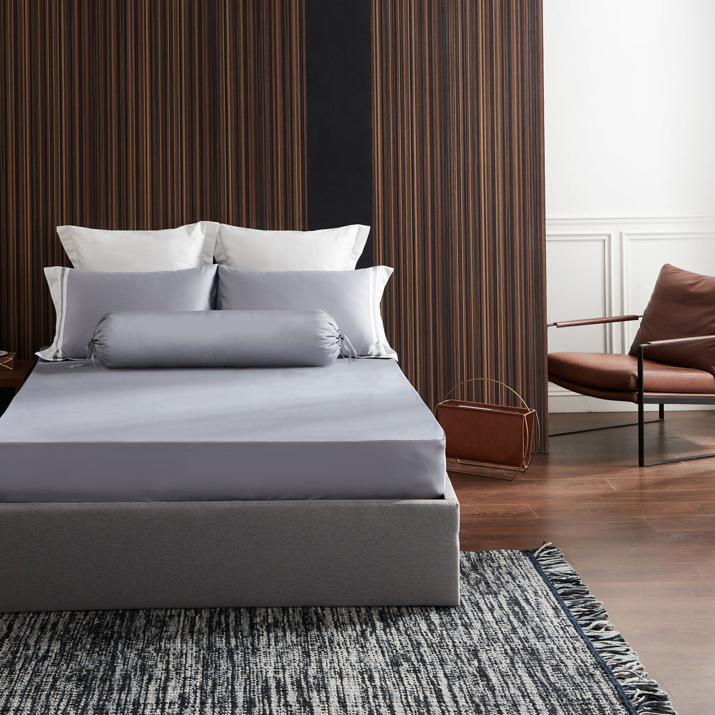 Hotelier Prestigio™ Supima Cotton Percale Pewter Stripe Bolster Case - Affairs Living Pte. Ltd.