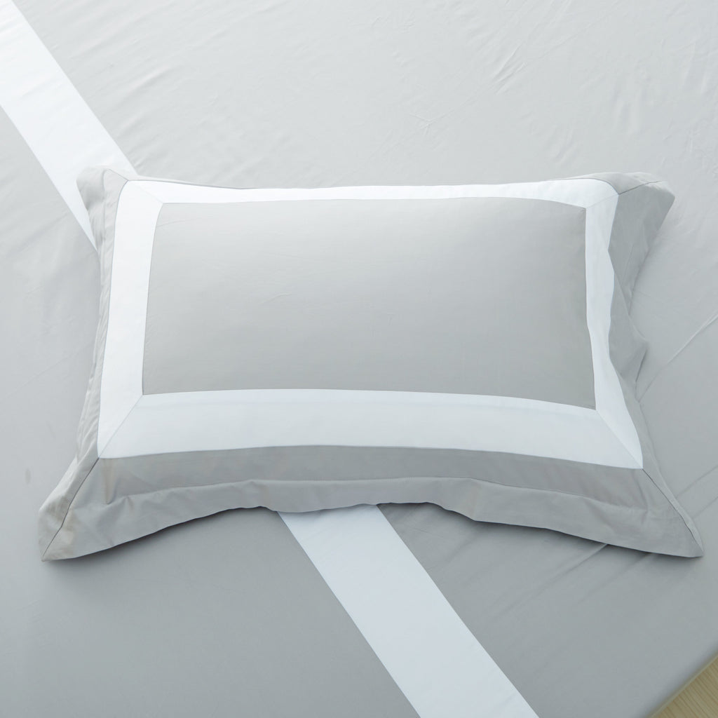 Hotelier Prestigio™ Luxury Cliff Grey Base White Border Pillow Case - Affairs Living Pte. Ltd.