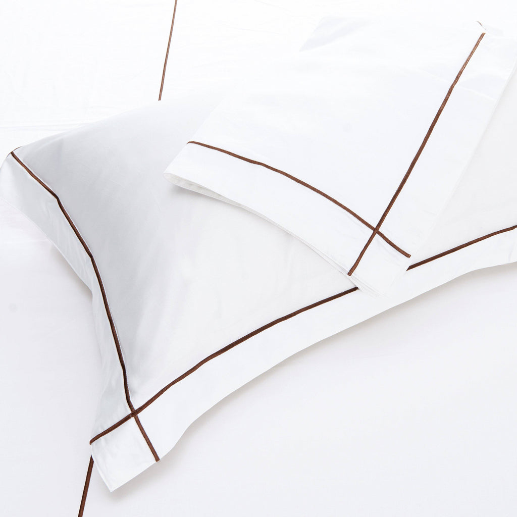Hotelier Prestigio™ Brown Check Embroidery Pillow Case - Affairs Living Pte. Ltd.