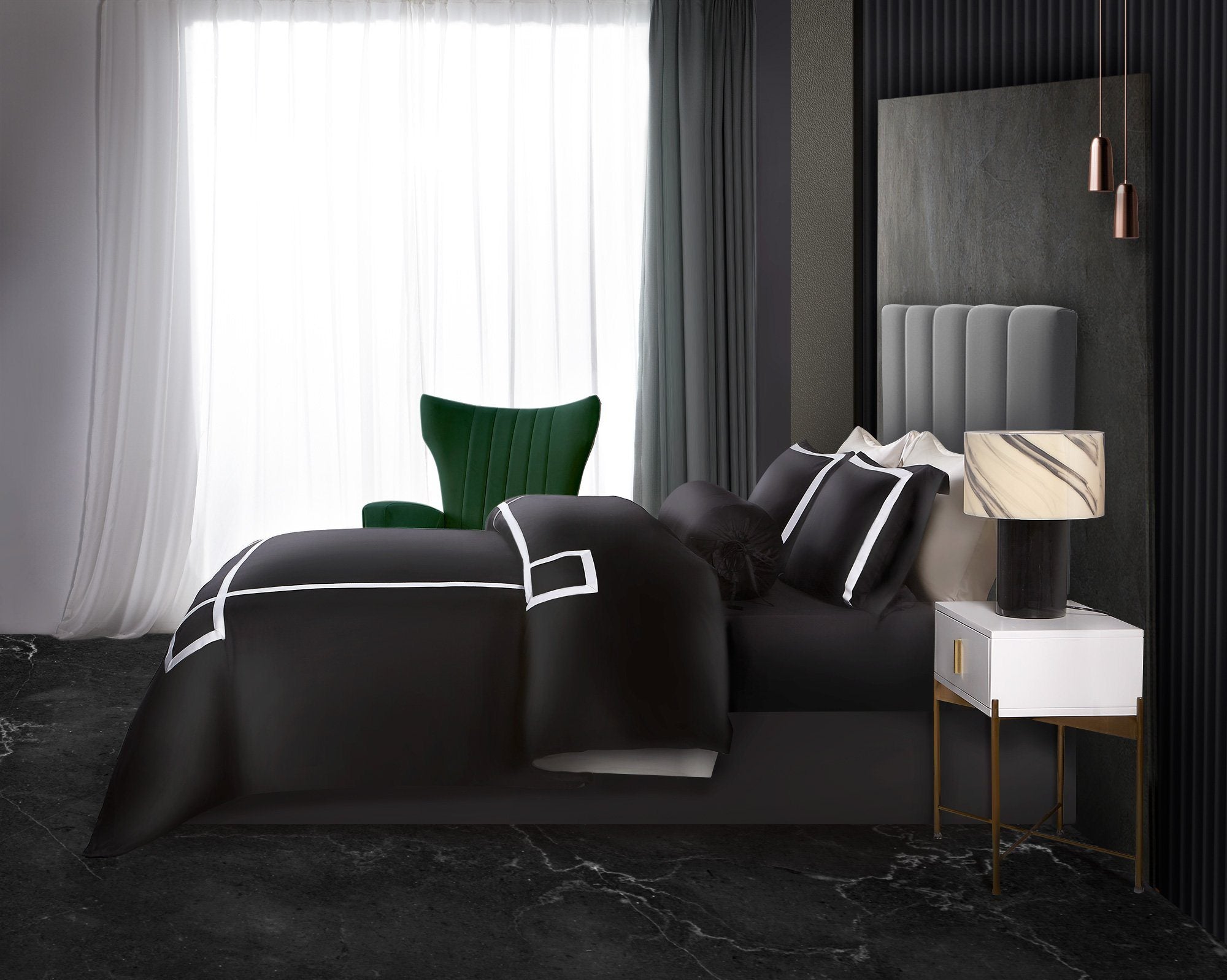 Hotelier Prestigio™ Onyx Black Quilt Cover - Affairs Living Pte. Ltd.