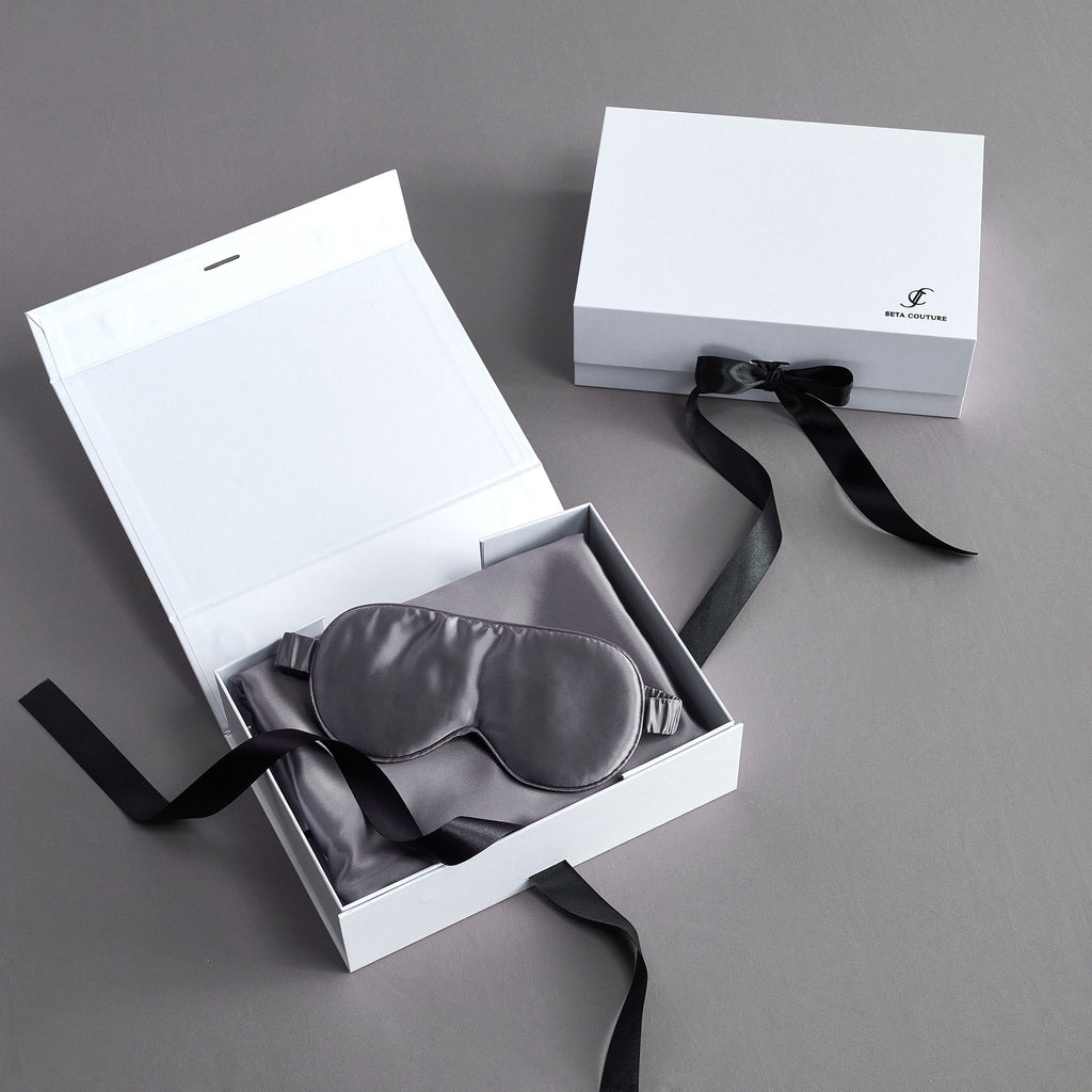 Seta Couture™ Mulberry Silk Mobster Grey Eye Mask - Affairs Living Pte. Ltd.