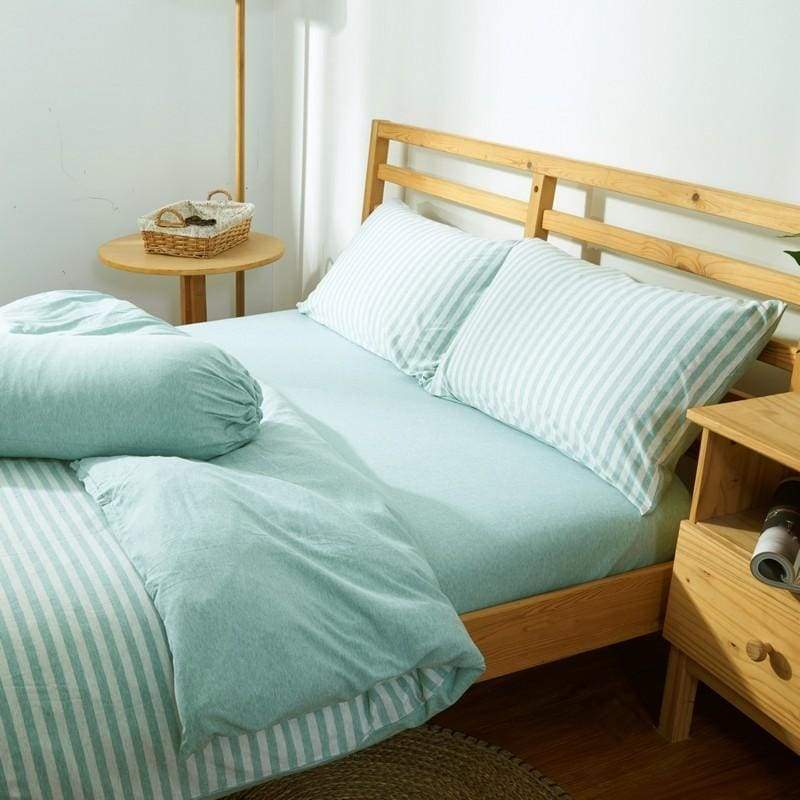 Cotton Pure™ Pale Green Stripe Jersey Cotton Quilt Cover - Affairs Living Pte. Ltd.