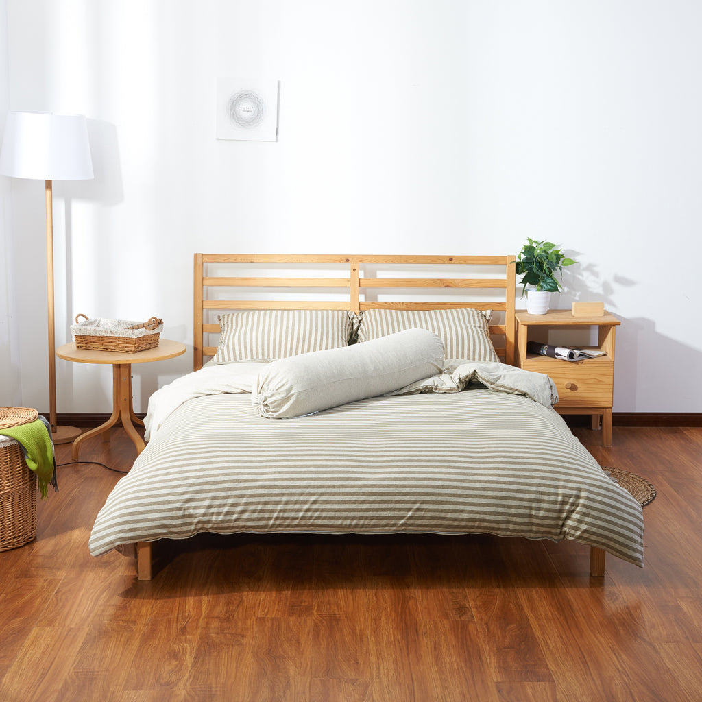 Cotton Pure™ Brownie Beige Stripe Jersey Cotton Fitted Sheet Set - Affairs Living Pte. Ltd.
