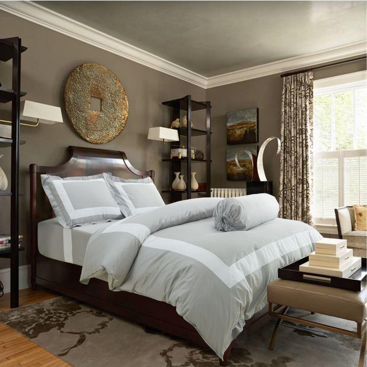 Hotelier Prestigio™ Luxury Cliff Grey Base White Border Pillow Case - Affairs Living Pte. Ltd.