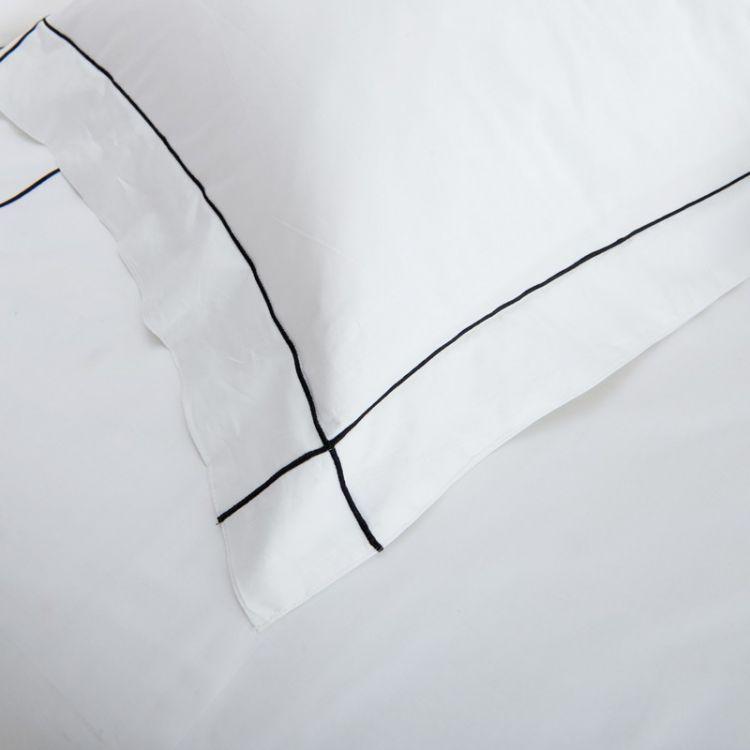 Hotelier Prestigio™ Black Check Embroidery Fitted Sheet Set - Affairs Living Pte. Ltd.