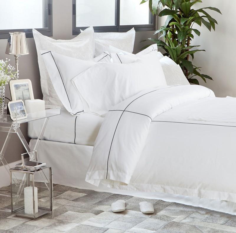 Hotelier Prestigio™ Black Check Embroidery Fitted Sheet Set - Affairs Living Pte. Ltd.