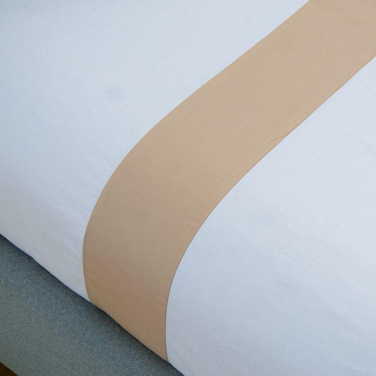 Hotelier Prestigio™ Luxury White Base Champagne Border Fitted Sheet Set - Affairs Living Pte. Ltd.