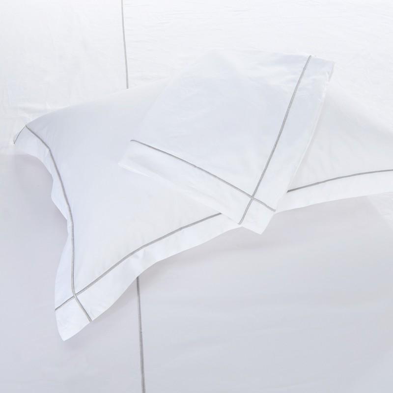 Hotelier Prestigio™ Silver Check Embroidery Fitted Sheet Set - Affairs Living Pte. Ltd.