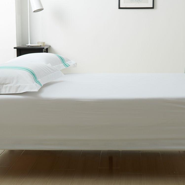 Hotelier Prestigio™ Luxury White Turquoise Stripe Fitted Sheet Set - Affairs Living Pte. Ltd.