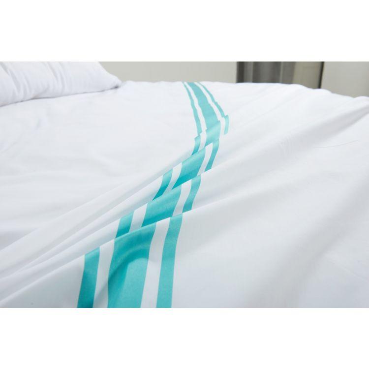 Hotelier Prestigio™ Luxury White Turquoise Stripe Fitted Sheet Set - Affairs Living Pte. Ltd.