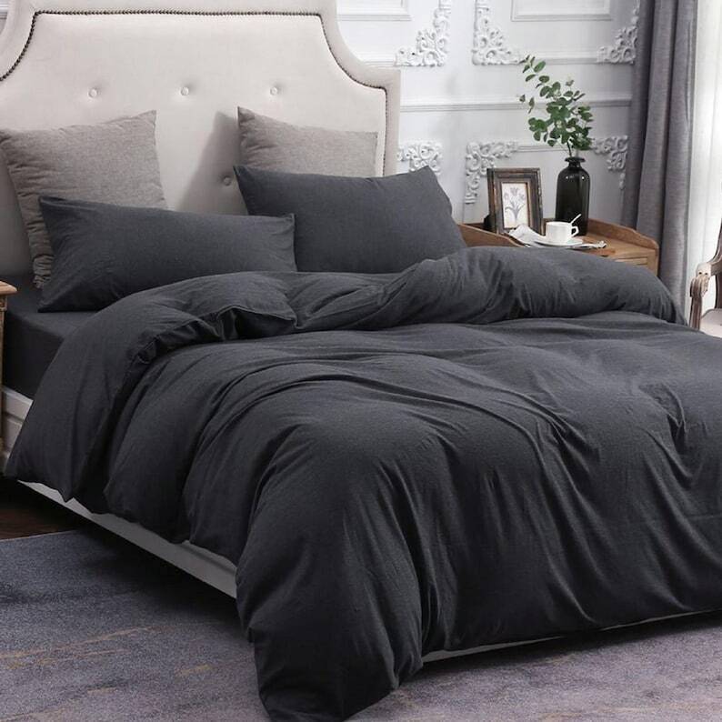 Cotton Pure™ Preto Black Jersey Cotton Quilt Cover - Affairs Living Pte. Ltd.